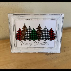 Farmhouse Christmas buffalo trees picture 5x7 w/frame